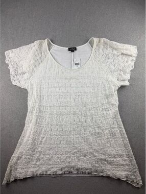 Cal Style Lace Tunic Top Womens 3XL White NWT Flutter Sleeve Boho Cottagecore